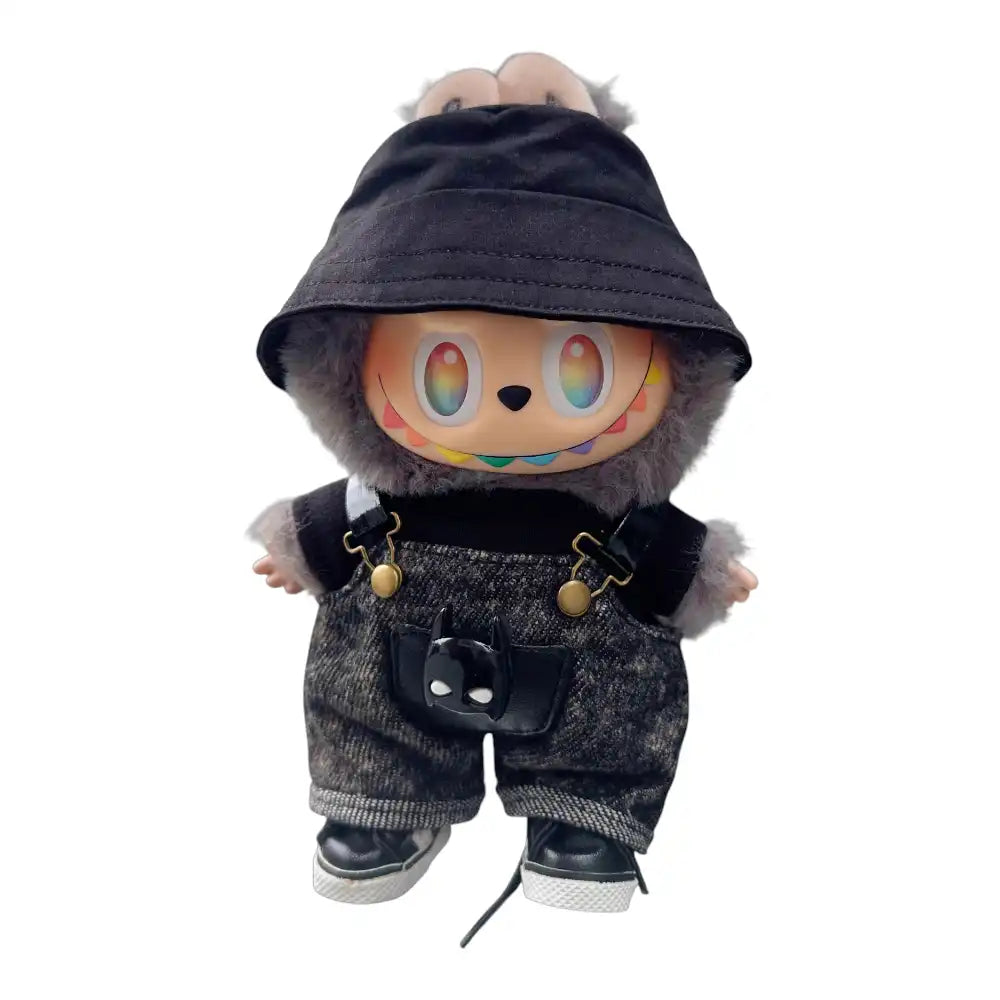 Labubu Black Denim Overalls Outfit (Full Set 5 Items) - Plushion