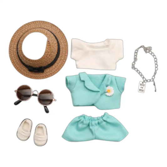 Labubu GD Style Lake Blue Suit Outfit (Full Set 7 Items) - Plushion