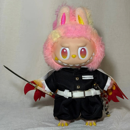 Demon Slayer Kyojuro Style Outfit for Labubu 1.0/3.0 (Full Set 5 Items)