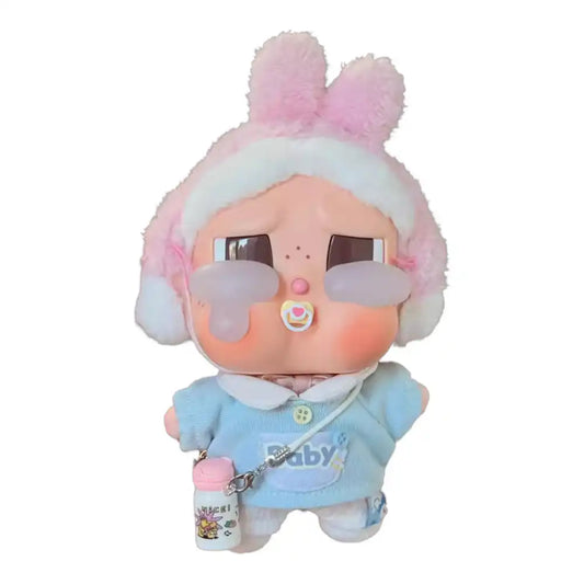 Crybaby figure wearing a 4-piece Baby Outfit, including infant shirt, pants, pacifier accessory, and water bottle accessory.