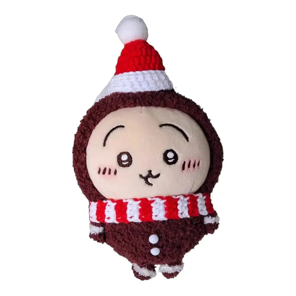 Usagi 10cm plush toy wearing a brown gingerbread man-themed outfit with white frosting details.