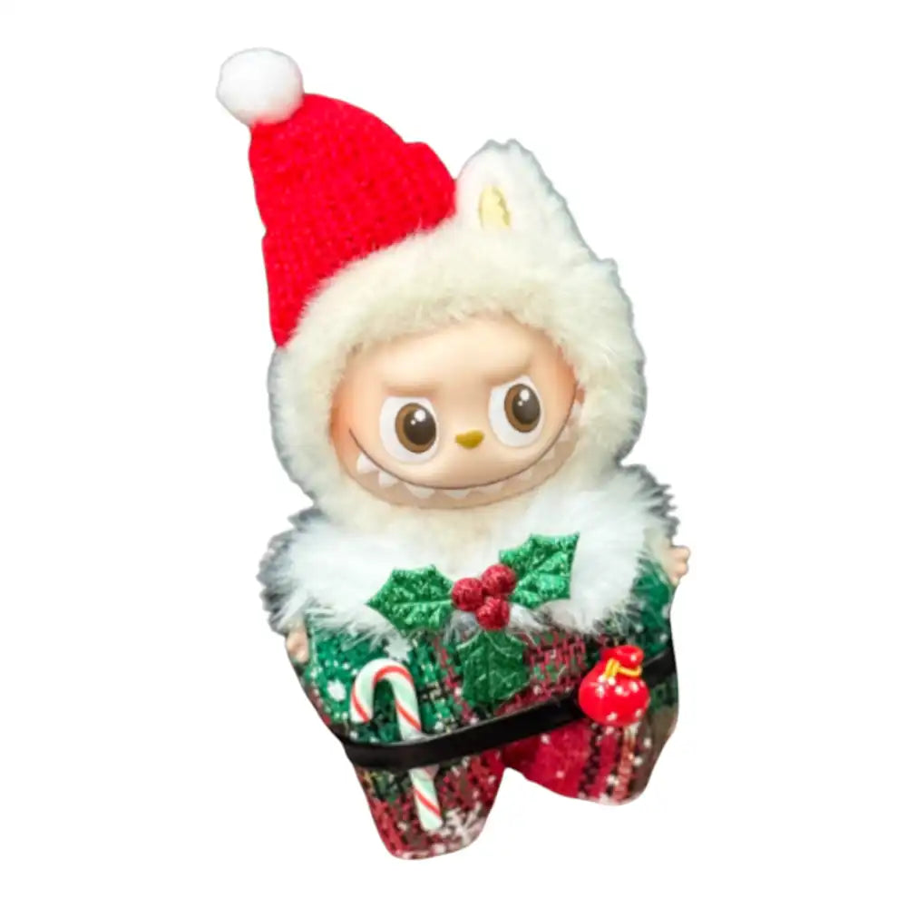 Labubu 4.0 figure wearing a complete Christmas Flower themed outfit, featuring delicate festive botanical elements.