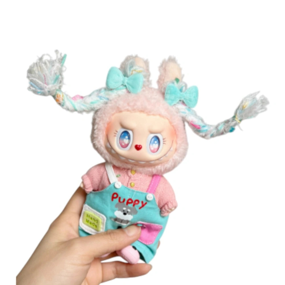 A display of various headbands (e.g., red, blue, yellow) and braided hair accessories (e.g., pink, purple, green) for Labubu.