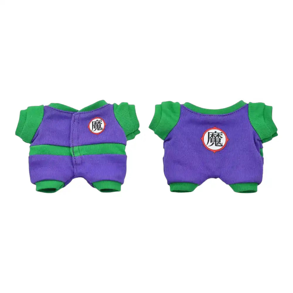 Labubu plush toy wearing the complete Dragon Ball Super Piccolo outfit, featuring his signature purple martial arts uniform.