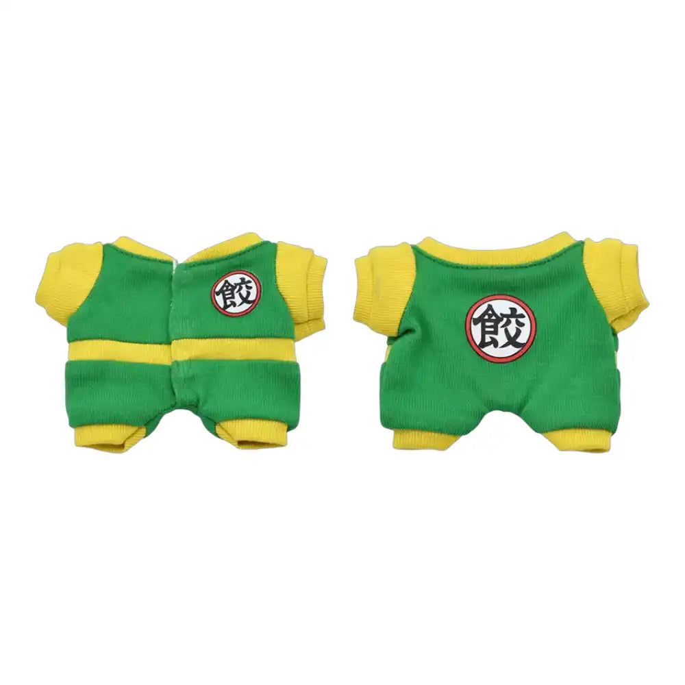 Labubu plush toy wearing the complete Dragon Ball Super Chaozu outfit, featuring his iconic uniform inspired by Goku's gi.