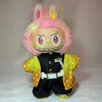 Demon Slayer Zenitsu Style Outfit for Labubu 1.0/3.0 (Full Set 5 Items)