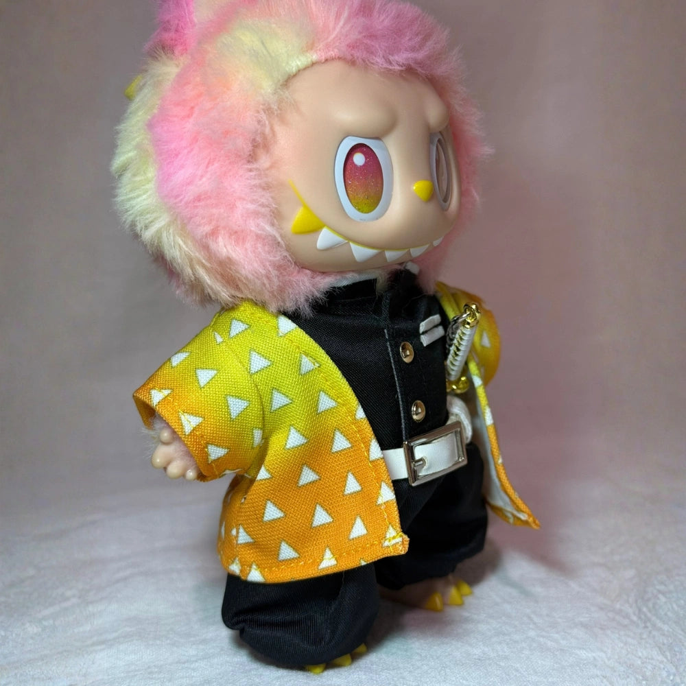 Demon Slayer Zenitsu Style Outfit for Labubu 1.0/3.0 (Full Set 5 Items)