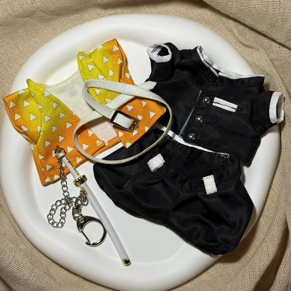 Demon Slayer Zenitsu Style Outfit for Labubu 1.0/3.0 (Full Set 5 Items)