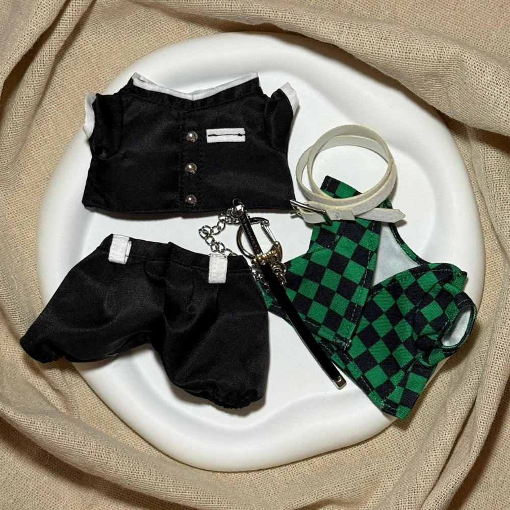 Demon Slayer Tanjirou Style Outfit for Labubu 1.0/3.0 (Full Set 5 Items)