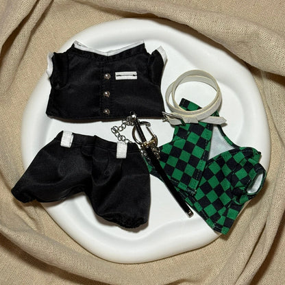 Demon Slayer Tanjirou Style Outfit for Labubu 1.0/3.0 (Full Set 5 Items)