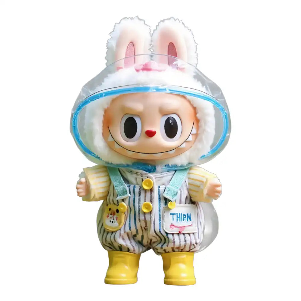 Labubu plush toy wearing a complete Sunny Doll Style Outfit, inspired by traditional Japanese "teru teru bozu" dolls.