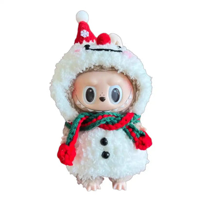Labubu plush toy wearing a complete snowman-themed Outfit, designed to capture the cheerful spirit of Christmas with classic details.