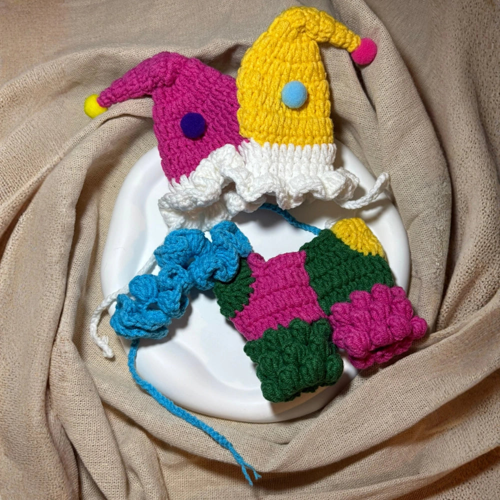 Clown Red Velvet Dark Green Outfit for Labubu 1.0/2.0/3.0