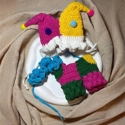 Clown Red Velvet Dark Green Outfit for Labubu 1.0/2.0/3.0