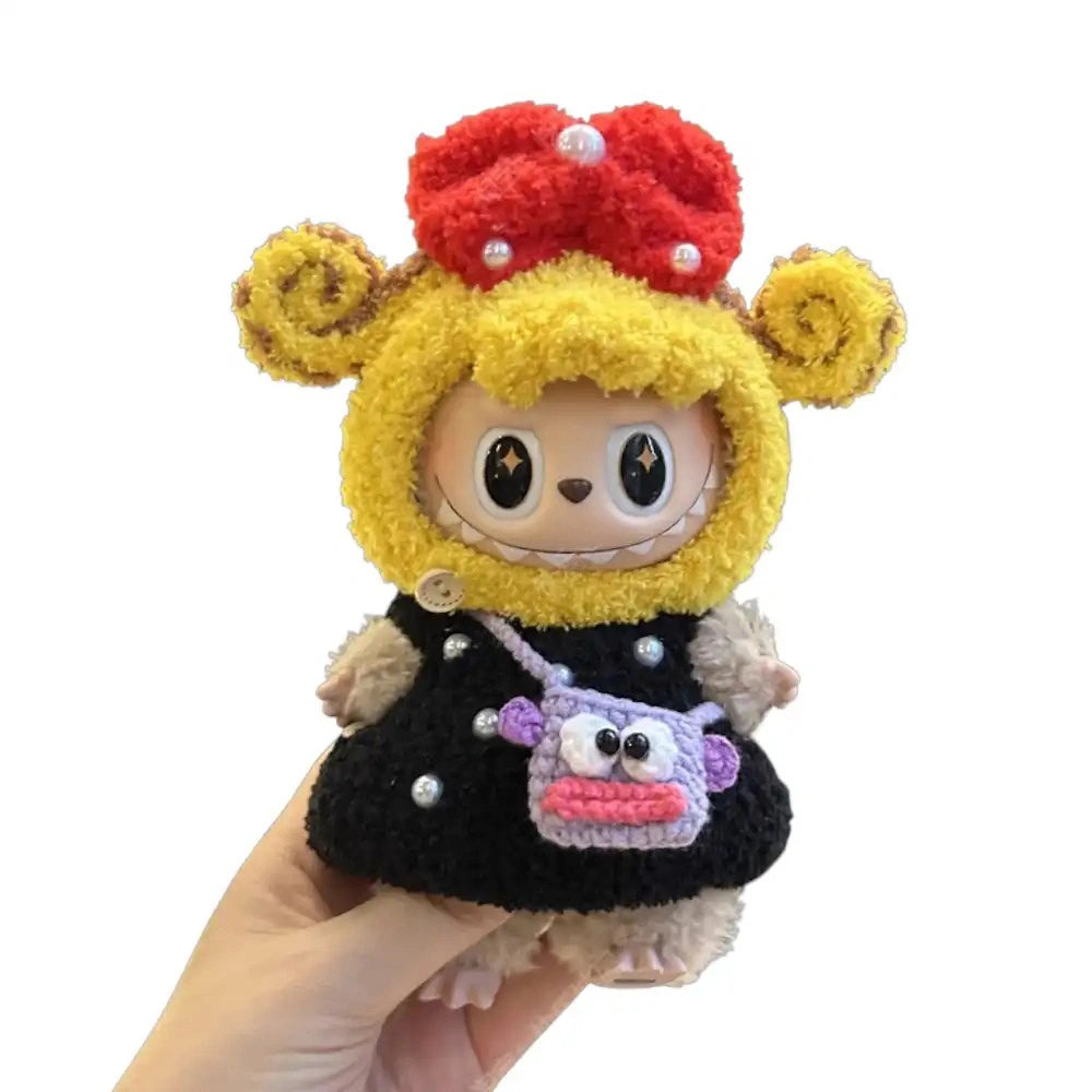 Labubu plush toy wearing a complete Curly Girl Set outfit, featuring distinctive curly hair elements and a cute, playful design.