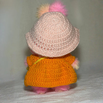 Orange Crochet Dress Outfit for Labubu 1.0/3.0