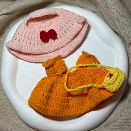 Orange Crochet Dress Outfit for Labubu 1.0/3.0