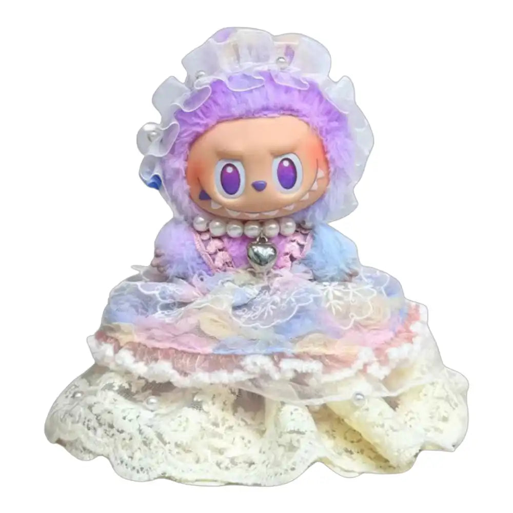 Labubu Wedding Dress w/ Lace Skirt & Headdress Outfit (Full Set 4 Items)