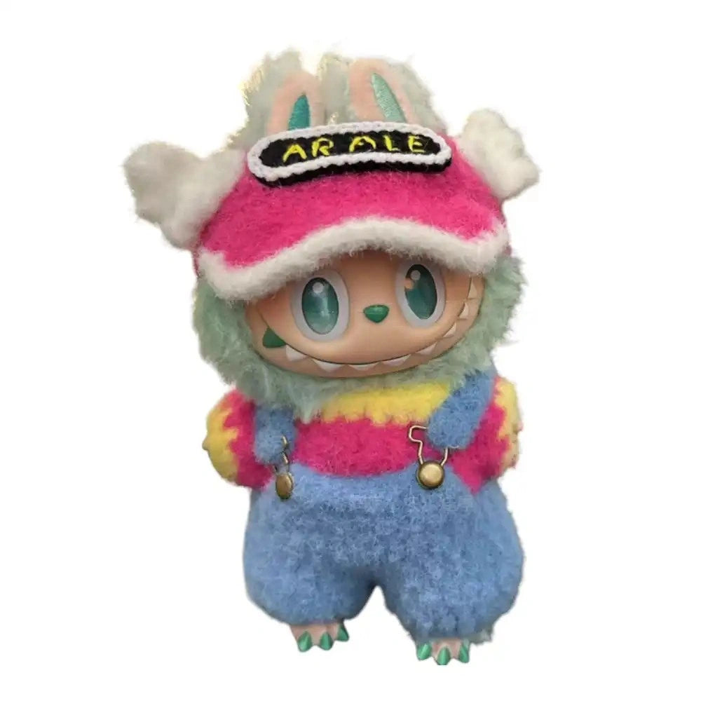 Labubu plush toy wearing a complete Nezha-themed outfit, featuring the mythical deity's iconic garments and accessories.