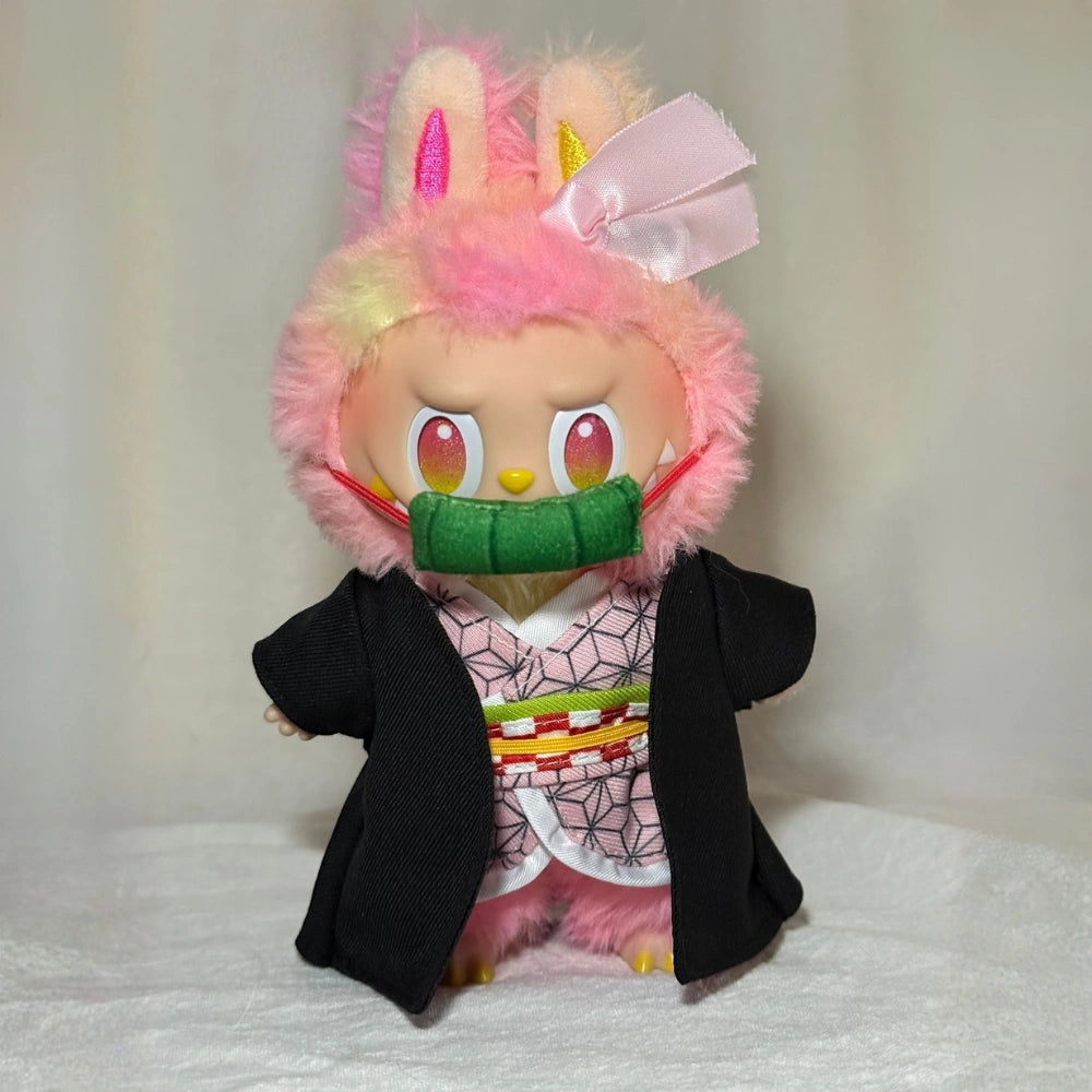 Demon Slayer Nezuko Style Outfit for Labubu 1.0/3.0 (Full Set 5 Items)